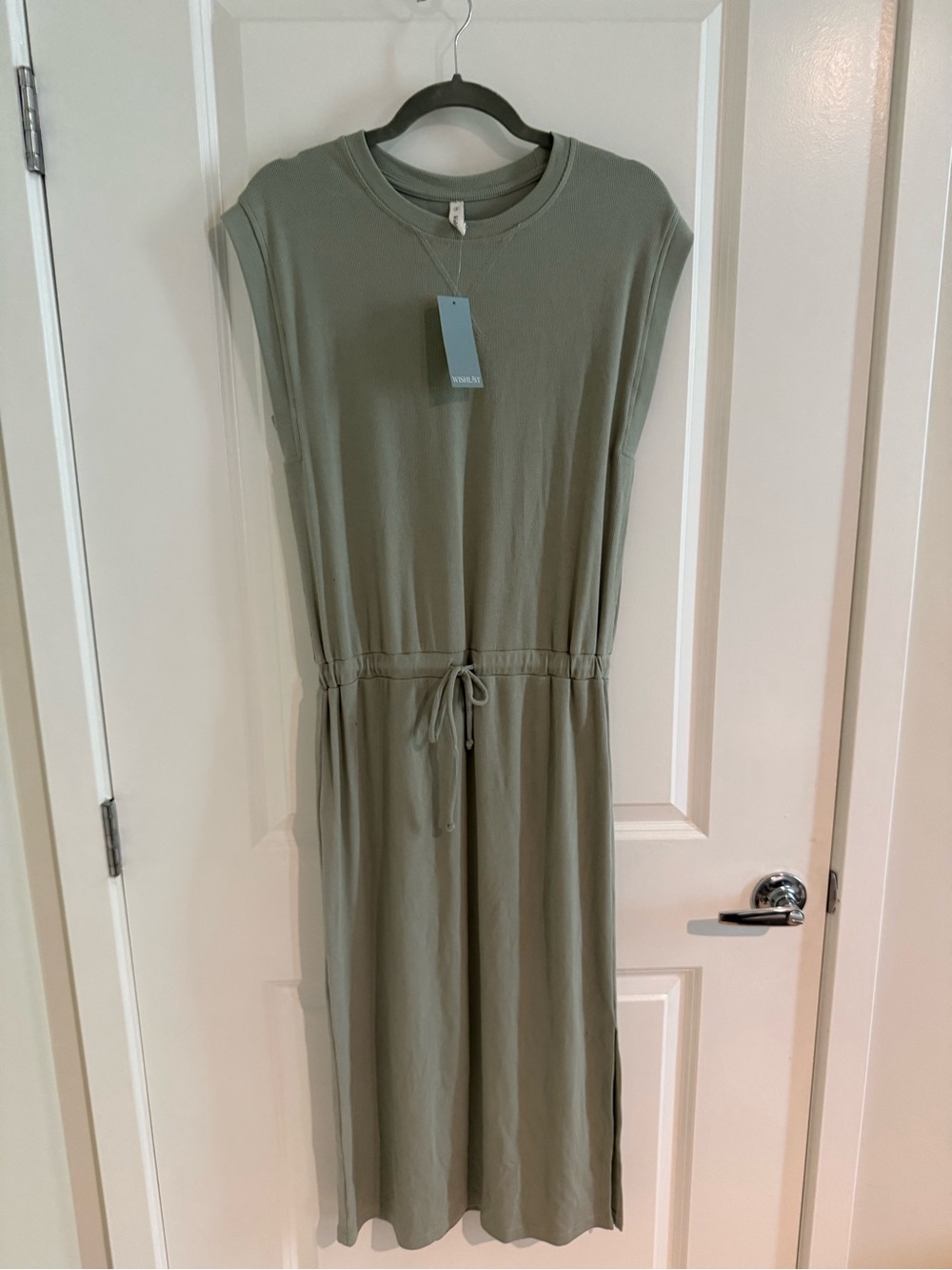 Wishlist Sleeveless Drawstring Midi Dress - Sage Green sz S NWT